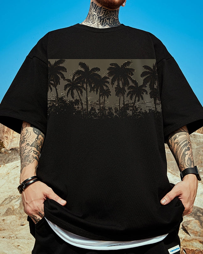 パームツリーグラフィック半袖Tシャツ U2181