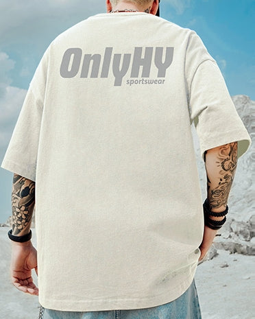 モノトーンバックプリント半袖Tシャツ U2173