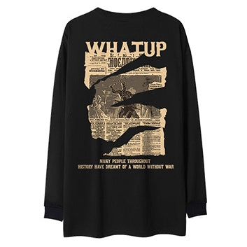 バックデザインプリント長袖Tシャツ U2285