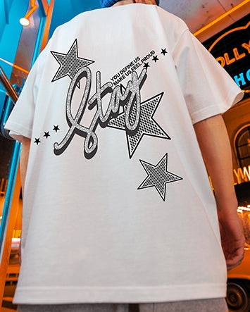 スターグリッターバックプリント半袖Tシャツ U2479