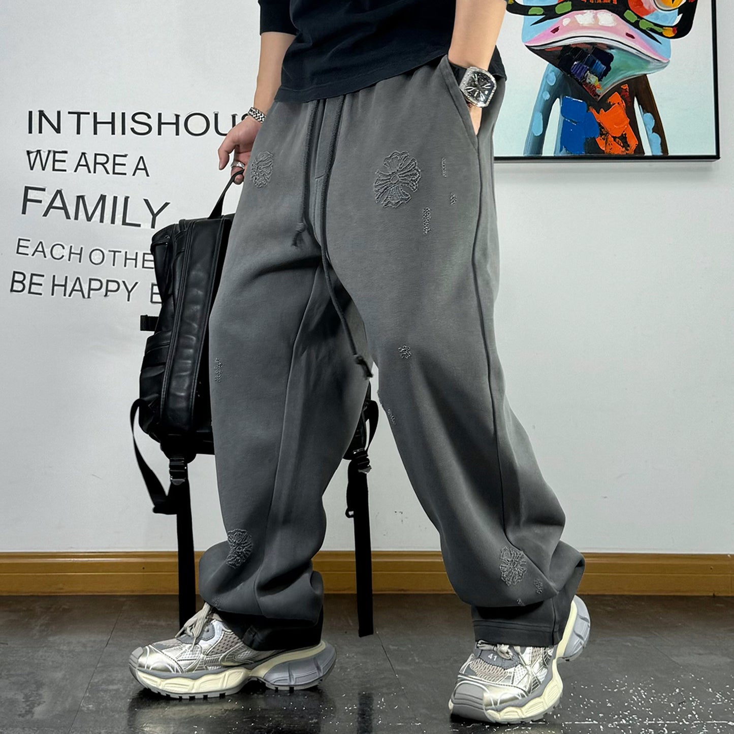 ウォッシュ ルーズ ドローストリング スウェットパンツ U2018