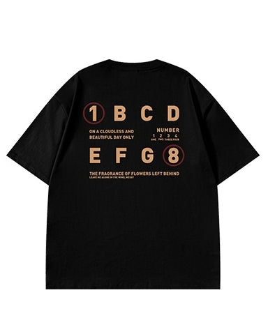 ナンバーアンドレターズデザイン半袖Tシャツ U2133