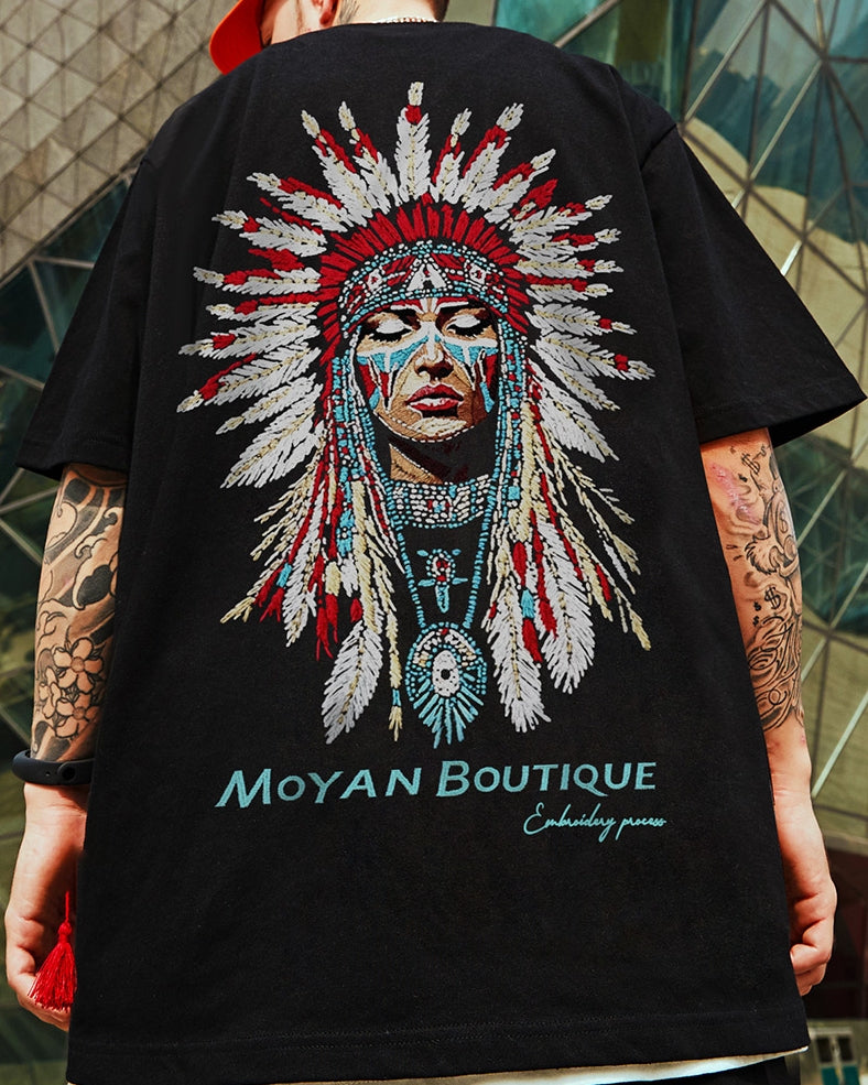 トライバルアートグラフィック半袖Tシャツ U2151