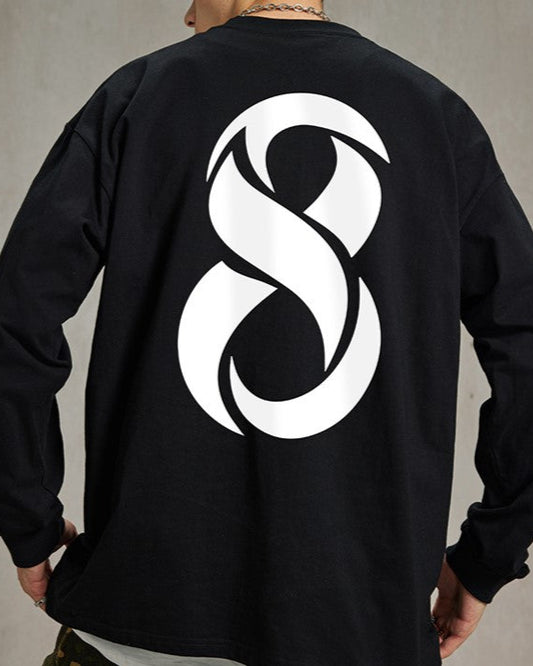 No.8 バックプリントルーズ長袖Tシャツ U1888