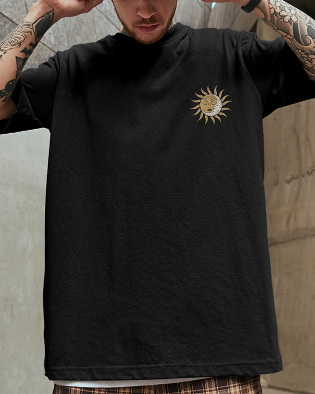 サイケデリックグラフィックメッセージ半袖Tシャツ U2117
