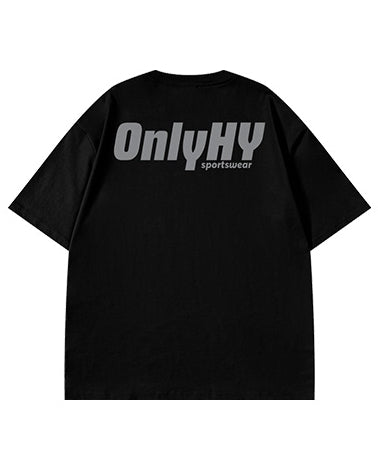 モノトーンバックプリント半袖Tシャツ U2173