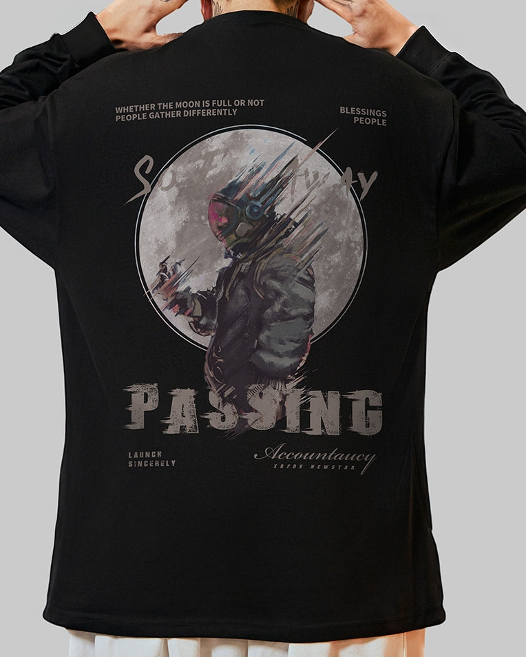 ムーンスペースグラフィック長袖Tシャツ U2371
