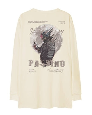 ムーンスペースグラフィック長袖Tシャツ U2371