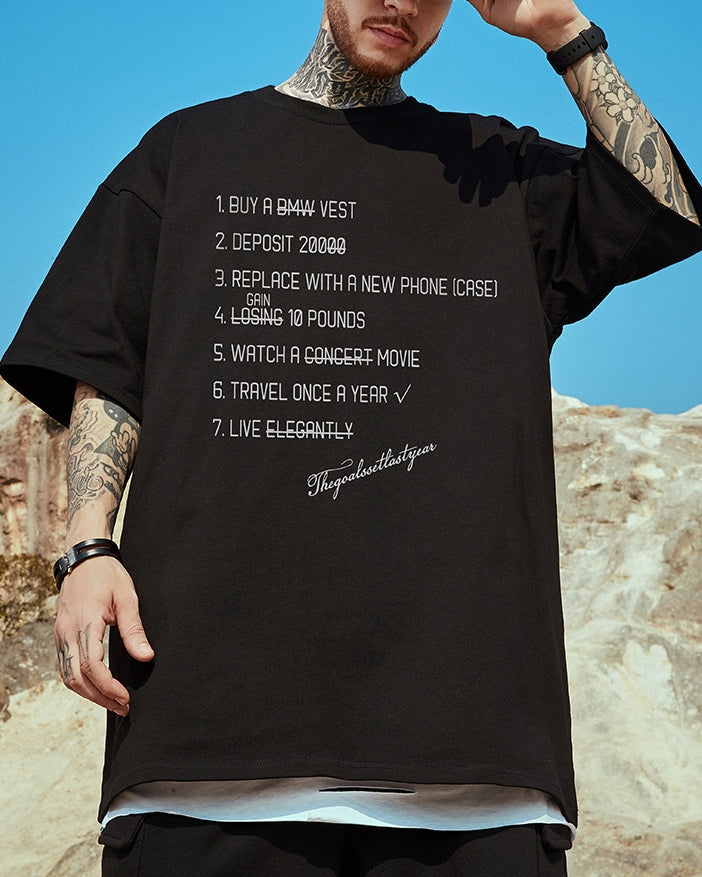 リストデザインステートメント半袖Tシャツ U2131