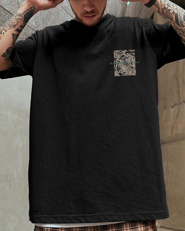 アートテイストグラフィックデザイン半袖Tシャツ U2177