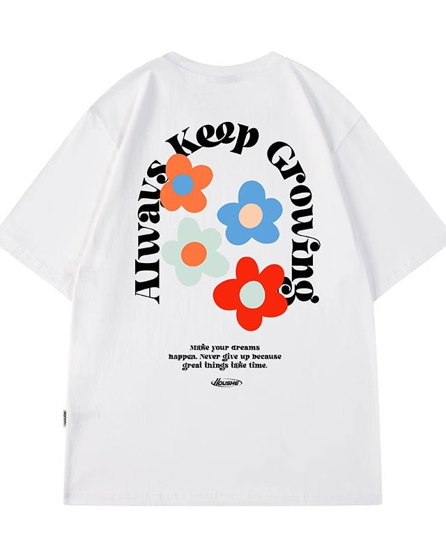 フラワープリント半袖Tシャツ U1857