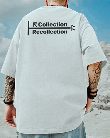 モノクロテキストアート半袖Tシャツ U2200