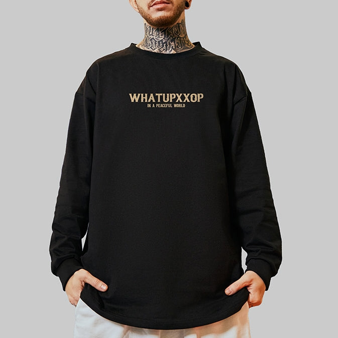 バックデザインプリント長袖Tシャツ U2285