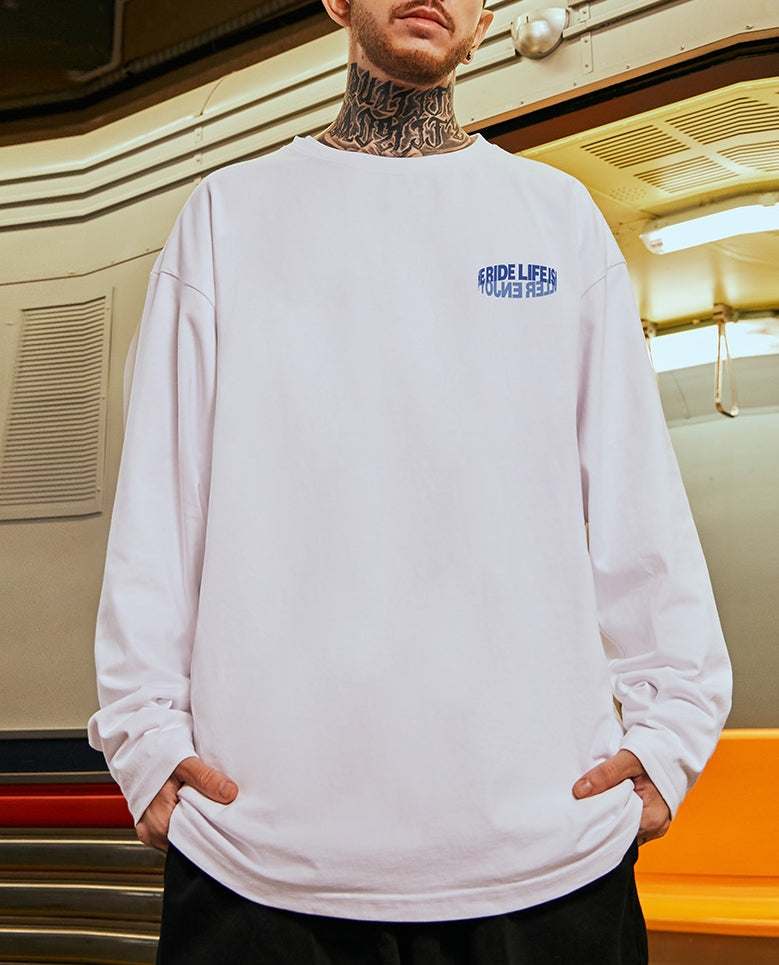 ラウンドネックプリント長袖Tシャツ U2282