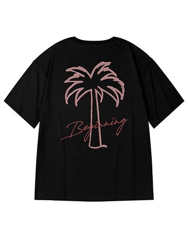 シンプルパームグラフィック半袖Tシャツ U2196