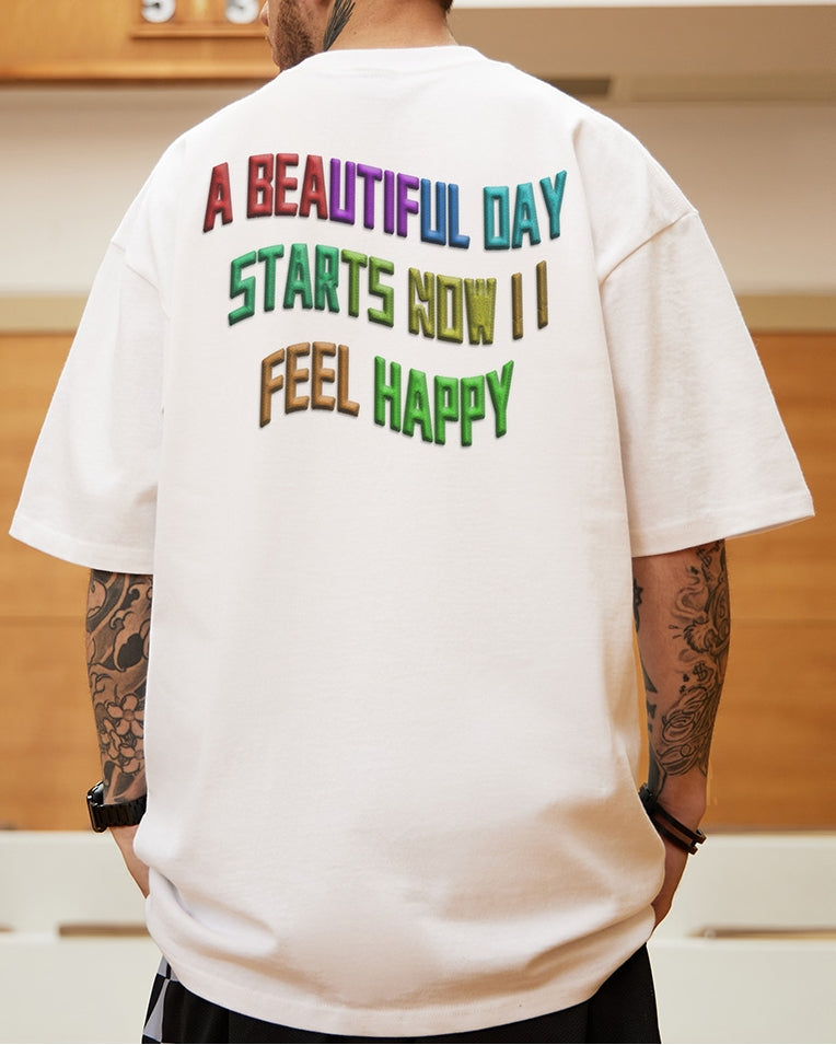 インパクトタイポグラフィグラフィック半袖Tシャツ U2175