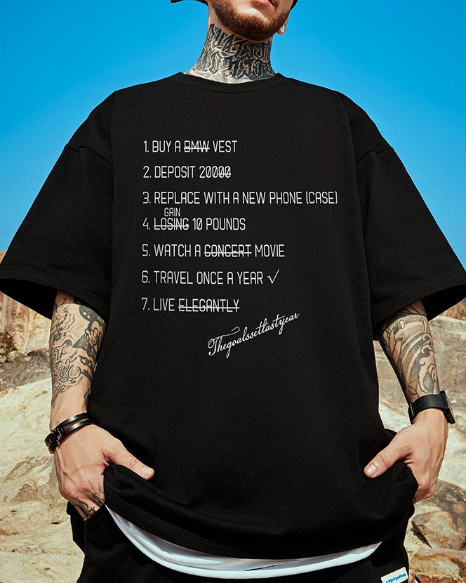 リストデザインステートメント半袖Tシャツ U2131