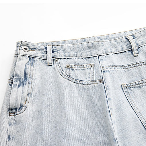 アシンメトリーサイドジップデニムパンツ U2363