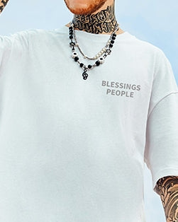 ナイトスカイモチーフバックプリント半袖Tシャツ U2305