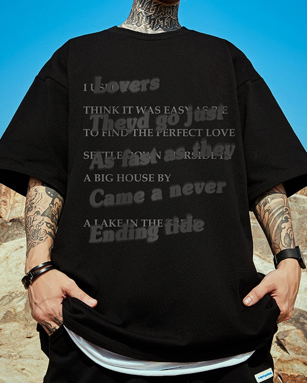 ラバーズテキストタイポグラフィTシャツ U2318