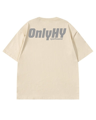 モノトーンバックプリント半袖Tシャツ U2173