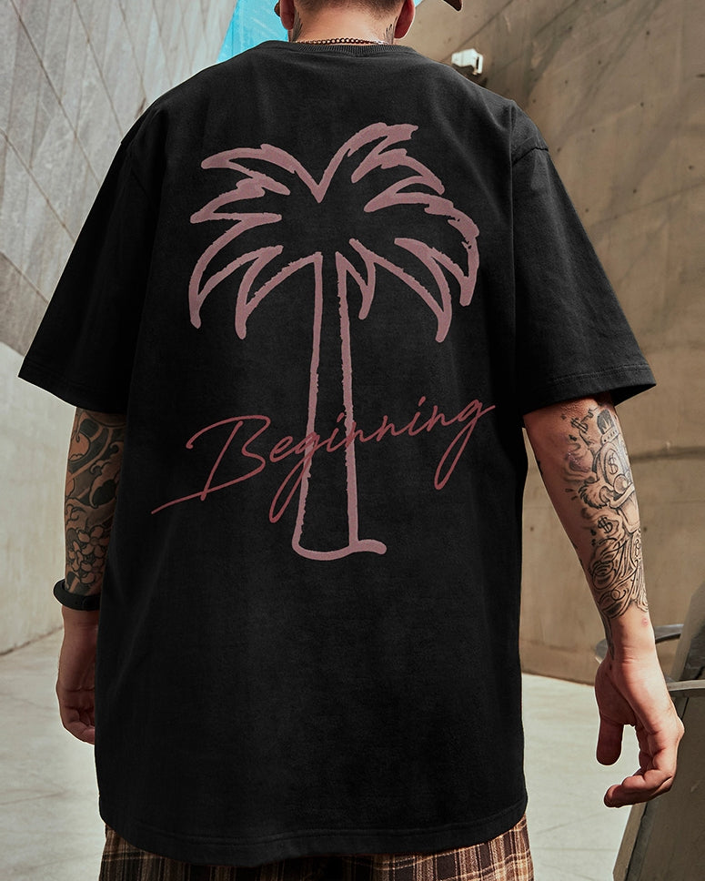 シンプルパームグラフィック半袖Tシャツ U2196