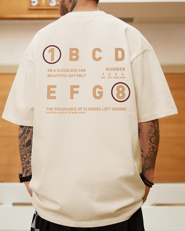 ナンバーアンドレターズデザイン半袖Tシャツ U2133
