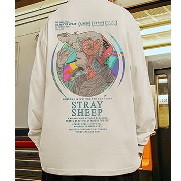 カラフルシンボルヒューマンモチーフ長袖Tシャツ U2366