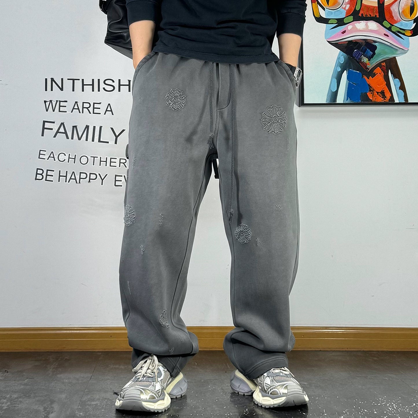 ウォッシュ ルーズ ドローストリング スウェットパンツ U2018