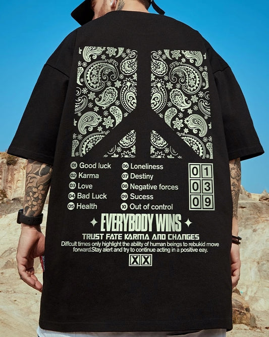 ペイズリーピースシンボル半袖Tシャツ U2263