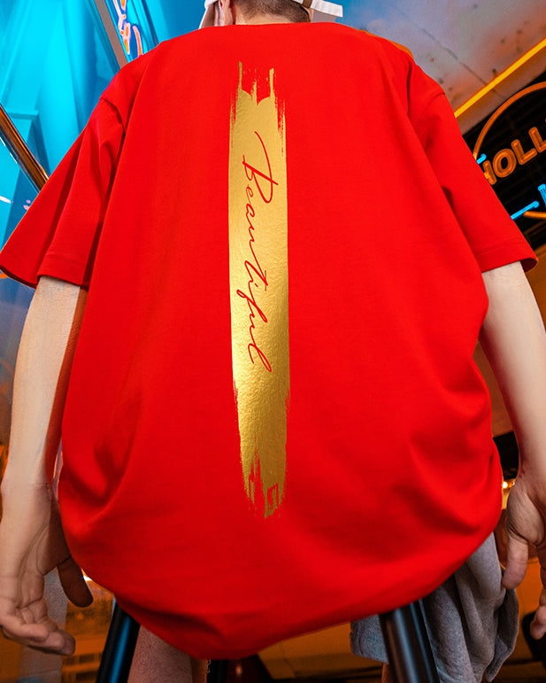 ゴールドラインアートグラフィック半袖Tシャツ U2486