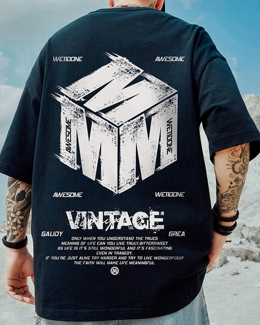 ブロックタイポグラフィ半袖Tシャツ U2314