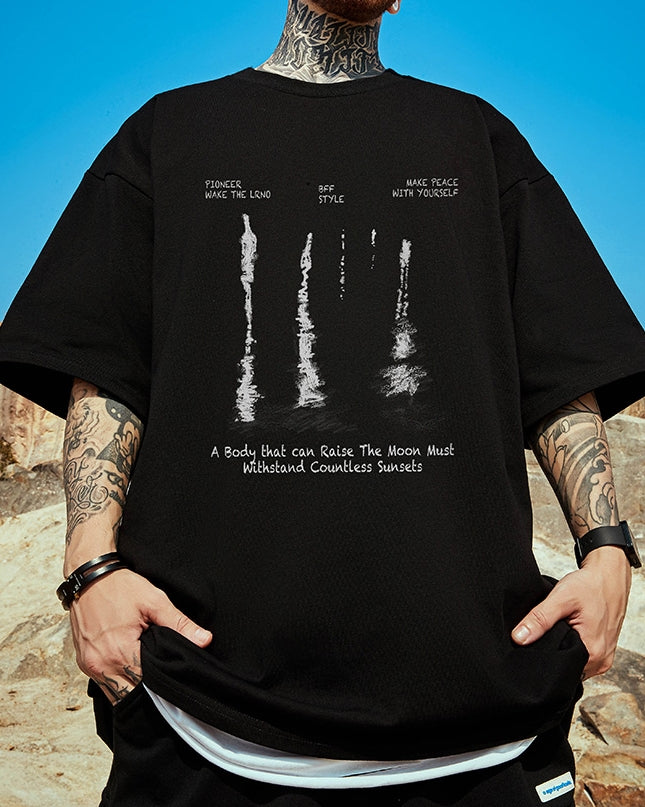 リフレクションアートプリント半袖Tシャツ U2287