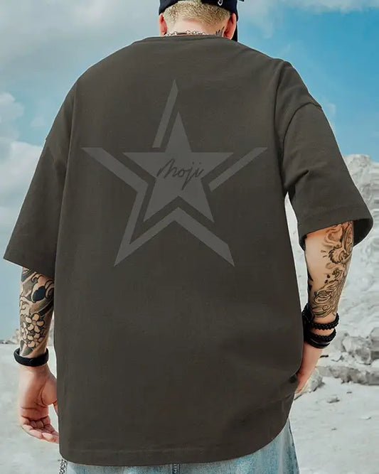 モノトーンスターアートプリント半袖Tシャツ U2255