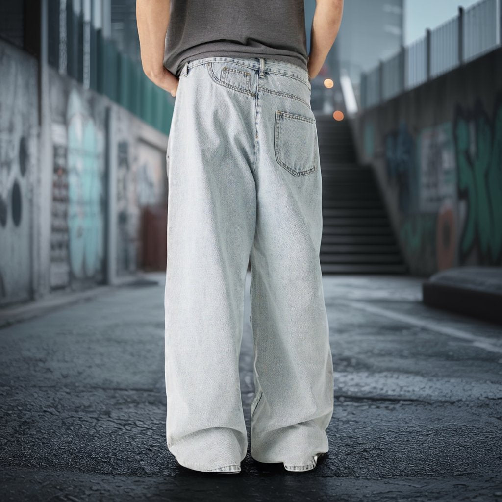 アシンメトリーサイドジップデニムパンツ U2363