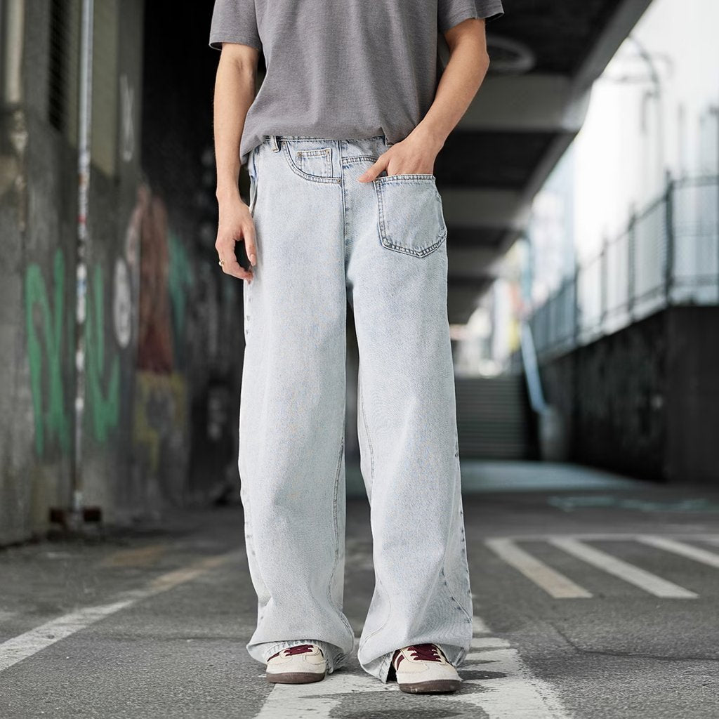 アシンメトリーサイドジップデニムパンツ U2363