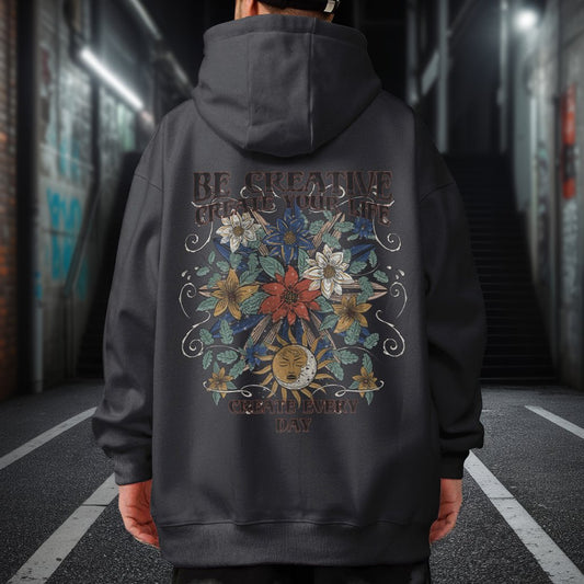 アートフローラルビッグデザインパーカー U2386