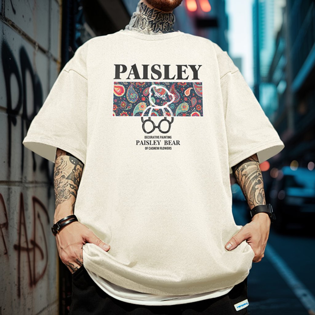 ペイズリーベアグラフィック半袖Tシャツ U2188