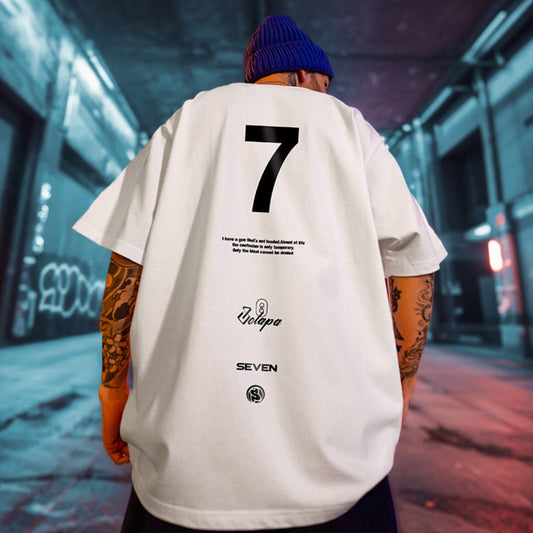 No.7 デザインプリント半袖Tシャツ U1652