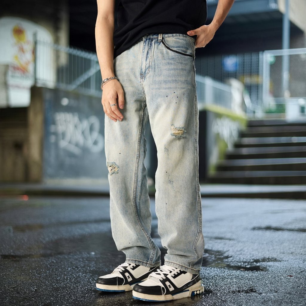 グランジスプラッシュルーズデニムパンツ U2364