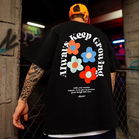 フラワープリント半袖Tシャツ U1857