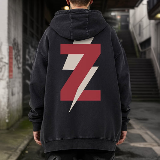 サンダーボルトシンボルバックプリントパーカー U2394