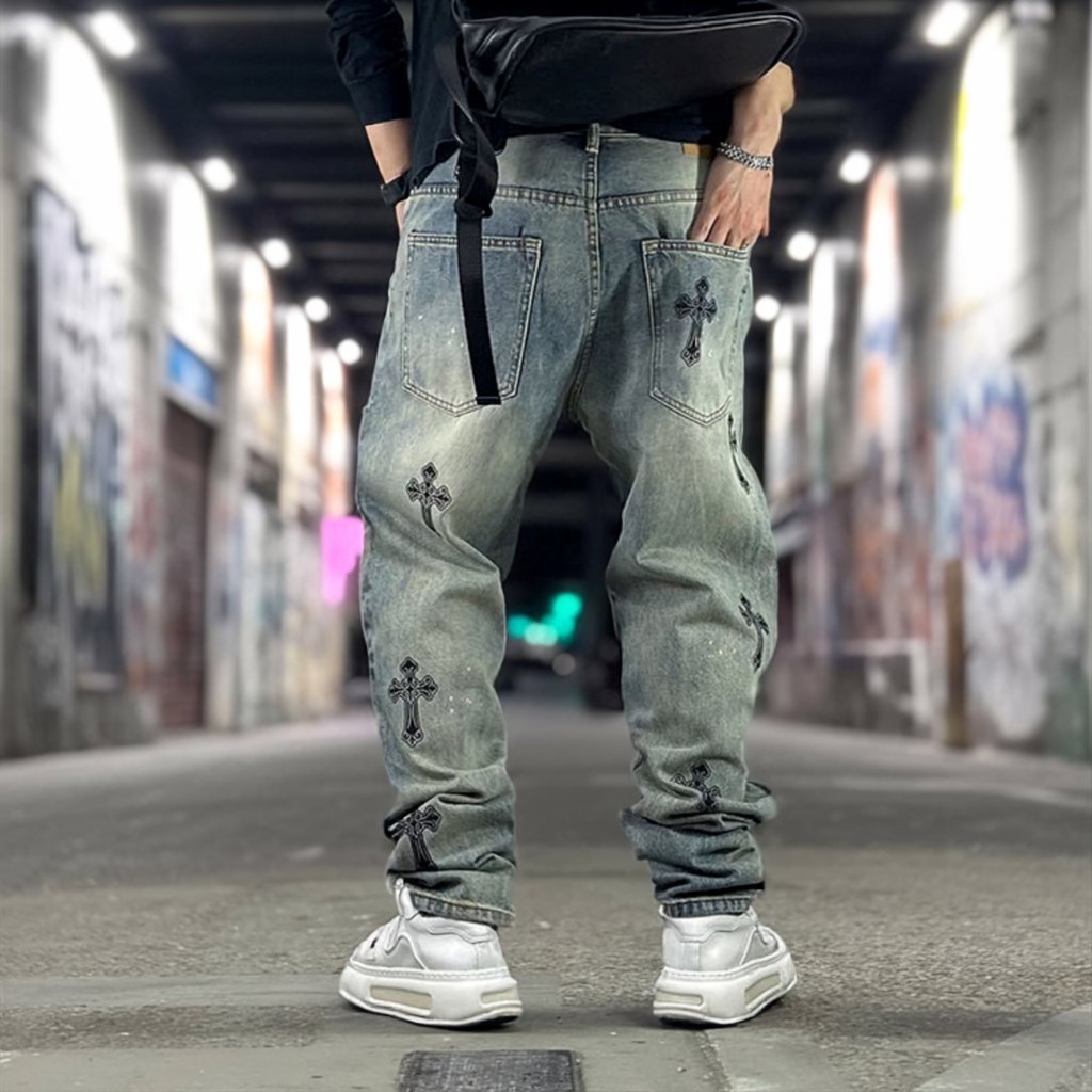 クロスエンブレムフェードデニムパンツ U2514