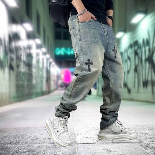 クロスエンブレムフェードデニムパンツ U2514