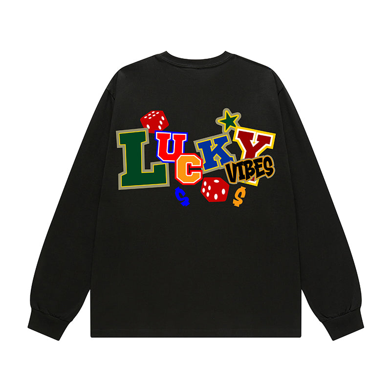 サイコロイラストストリート長袖Tシャツ U1894