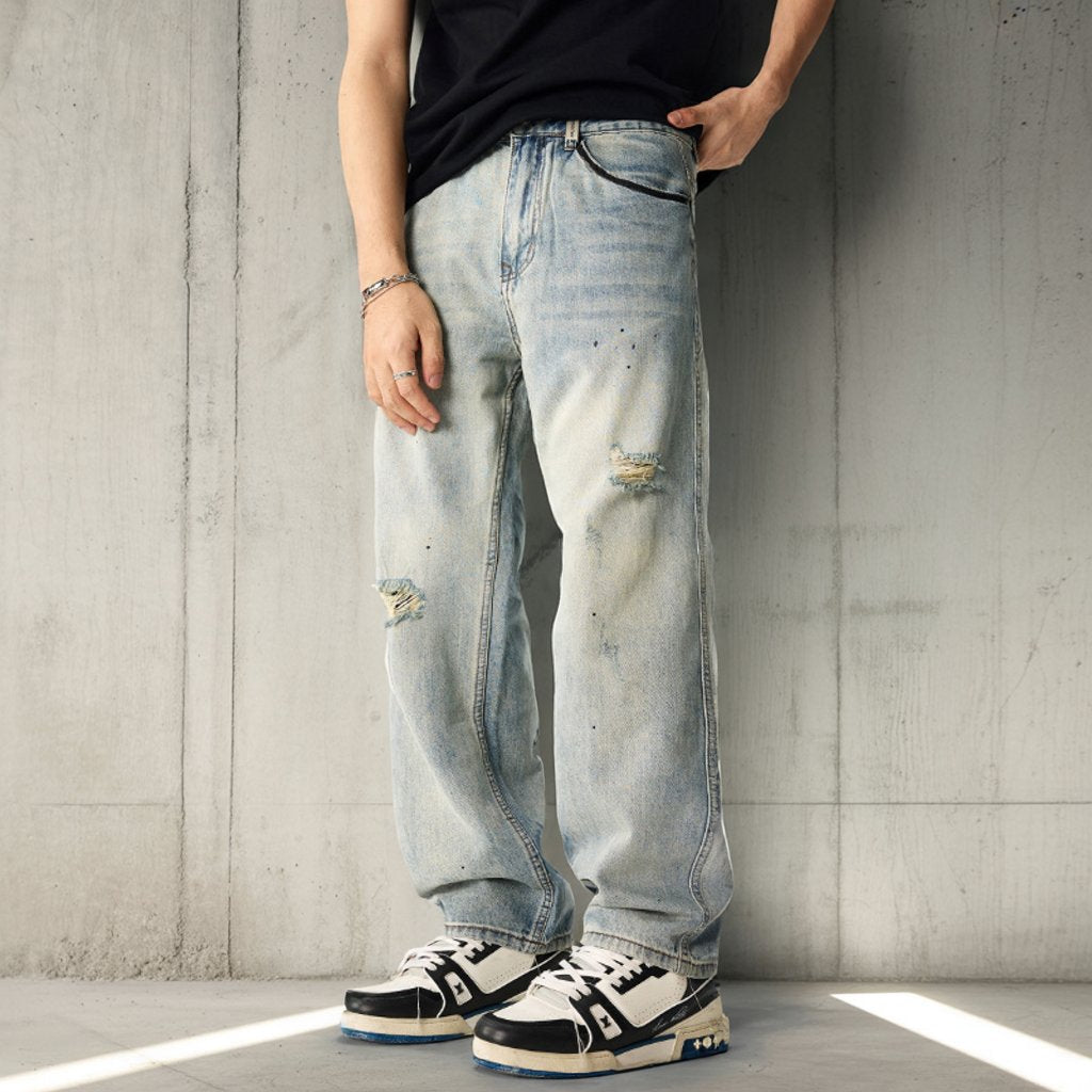 グランジスプラッシュルーズデニムパンツ U2364