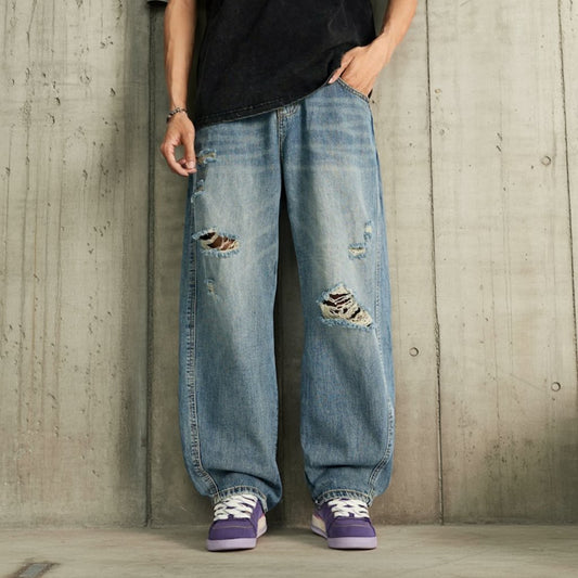 【OUTLET/即納】ワイドシルエットダメージデニムジーンズ U2361