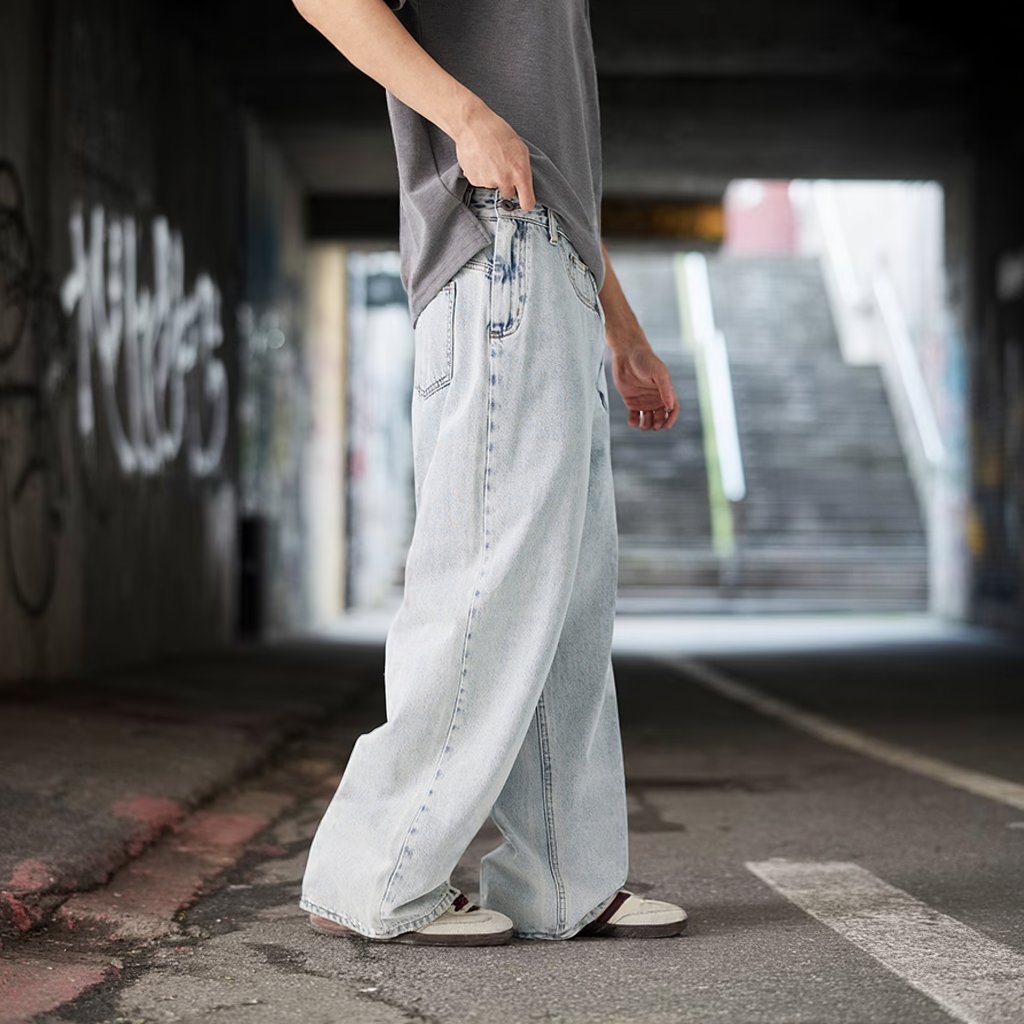 アシンメトリーサイドジップデニムパンツ U2363