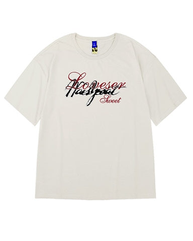 スクリプトロゴフロントプリント半袖Tシャツ U2116