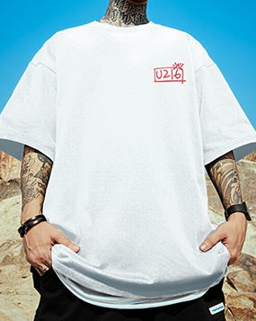 Bラインロゴバックプリント半袖Tシャツ U2211
